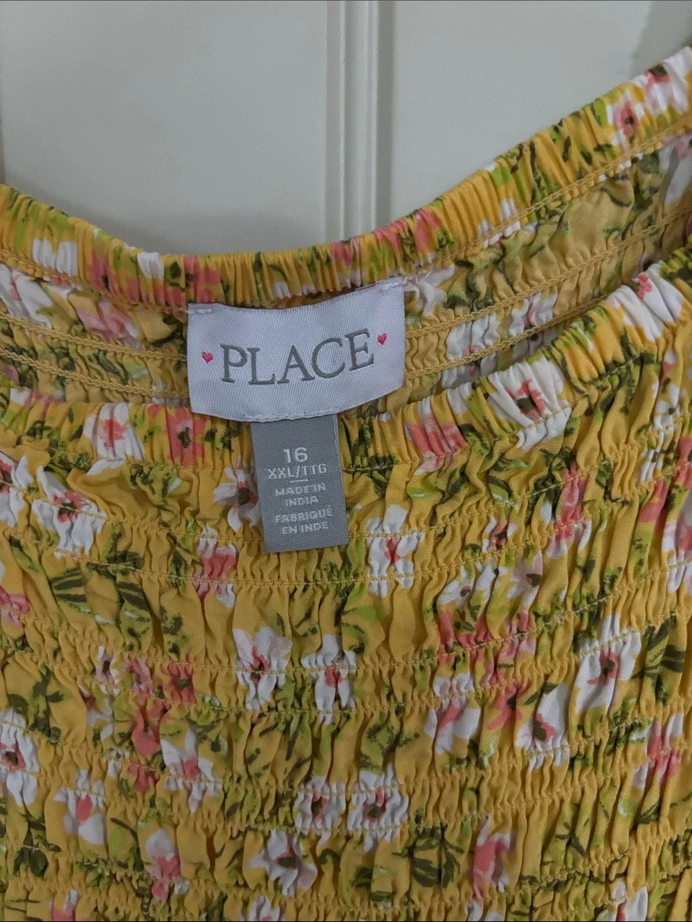 The Children's Place Yellow Floral Smocked Puff-Sleeve Dress